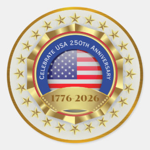 250ste Verjaardag USA Patriottisch   1776–2026 Ronde Sticker