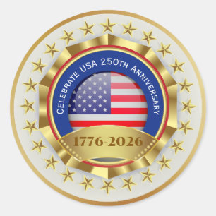 250ste Verjaardag USA Patriottisch   1776–2026 Ronde Sticker