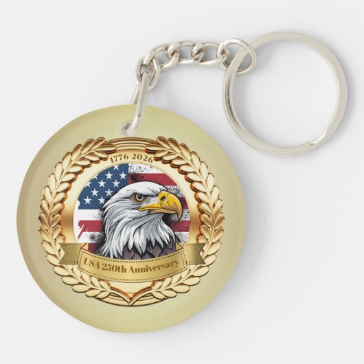 250ste Verjaardag USA Patriottisch | 1776–2026 Sleutelhanger (Achterkant)