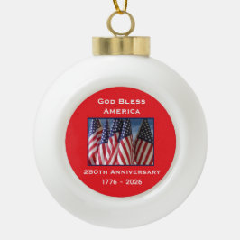 250ste verjaardag USA patriottisch God zegene Amer Keramische Bal Ornament