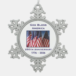 250ste verjaardag USA patriottisch God zegene Amer Tin Sneeuwvlok Ornament