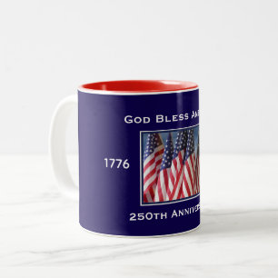 250ste verjaardag USA patriottisch God zegene Amer Tweekleurige Koffiemok