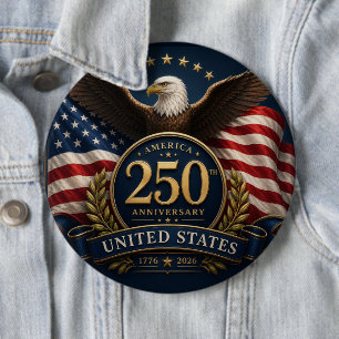 250ste verjaardag USA patriottische aandenken Ronde Button 6,0 Cm
