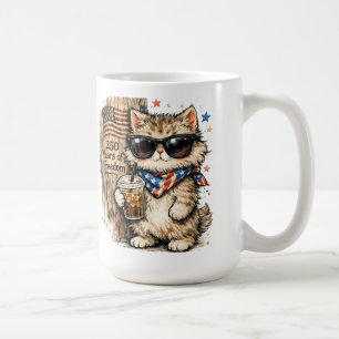 250ste Verjaardag USA Patriottische Kat Iced Coffe Koffiemok