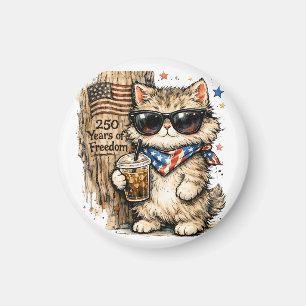 250ste Verjaardag USA Patriottische Kat Iced Coffe Magneet