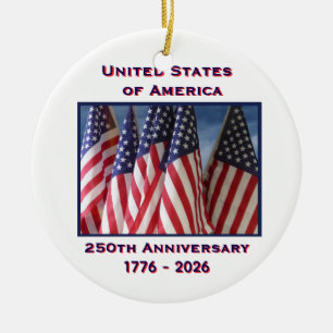 250ste verjaardag USA Patriottische Vlaggen Keramisch Ornament