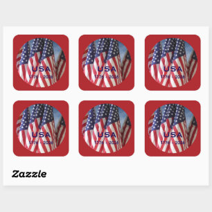 250ste Verjaardag USA Patriottische Vlaggen Premiu Vierkante Sticker