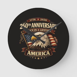 250ste Verjaardag USA T-shirt 250ste Amerika Ronde Klok