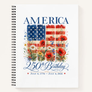 250ste verjaardag USA Vrouwen 4 juli Amerika 25 Notitieboek