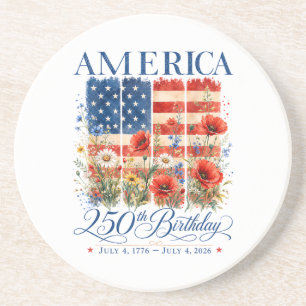 250ste verjaardag USA vrouwen 4 juli Amerika 25 Zandsteen Onderzetter
