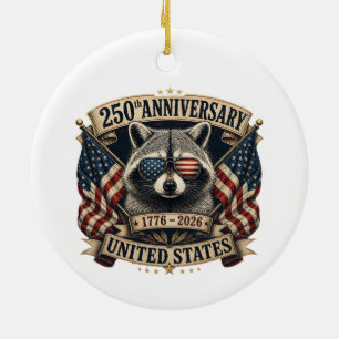 250ste verjaardag USA Wasbeer Vintage 4 juli Keramisch Ornament