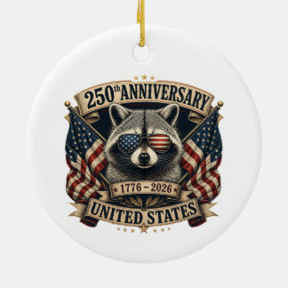 250ste verjaardag USA Wasbeer Vintage 4 juli Keramisch Ornament