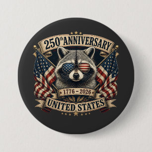 250ste verjaardag USA Wasbeer Vintage 4 juli Ronde Button 7,6 Cm