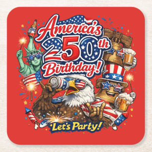 250ste verjaardag van Amerika 4 juli-viering Kartonnen Onderzetters