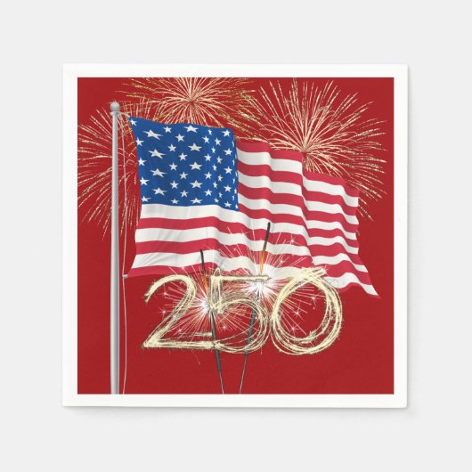 250ste verjaardag van Amerika met Sparklers Servet (Voorkant)