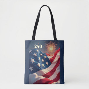 250ste verjaardag van de Amerikaanse vlag en vuurw Tote Bag