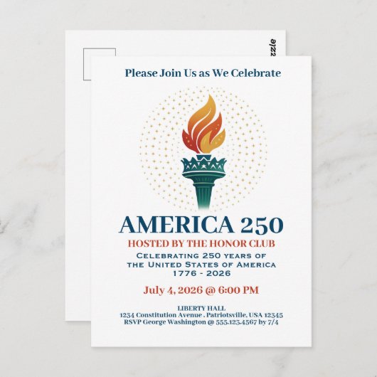 250ste verjaardag van de VS Briefkaart (Voorkant / Achterkant)