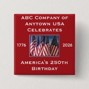 250ste verjaardag van de VS Patriotische vlaggen Vierkante Button 5,1 Cm