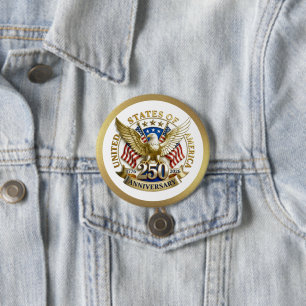 250ste verjaardag van de VS Patriottisch 1776–20 Ronde Button 7,6 Cm