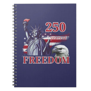 250ste Verjaardag Vlag van de VS Liberty Eagle Vri Notitieboek