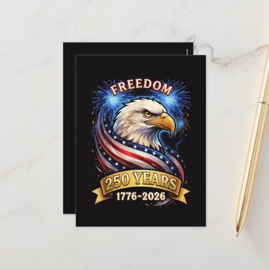 250ste verjaardag VS 1776-2026 Patriottische Ameri Feestdagenkaart (Voorkant / Achterkant in situ)