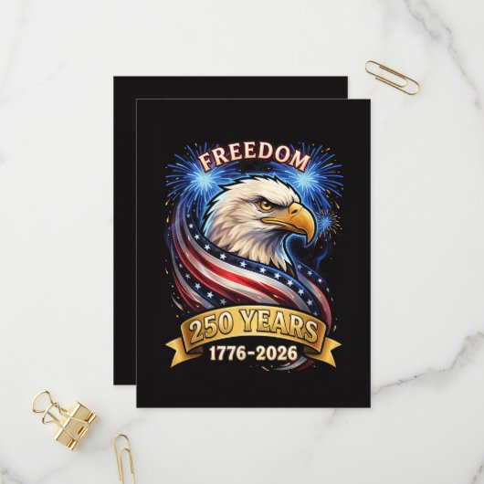 250ste verjaardag VS 1776-2026 Patriottische Ameri Uitnodiging Briefkaart (Voorkant / Achterkant in situ)