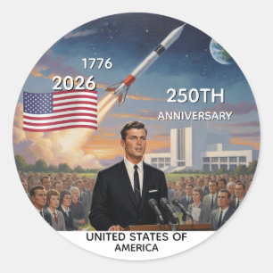 250ste verjaardag VS, Amerikaanse vlag / Patriotti Ronde Sticker