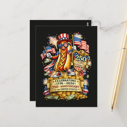 250ste verjaardag VS Onafhankelijkheidsviering Briefkaart (Voorkant / Achterkant in situ)