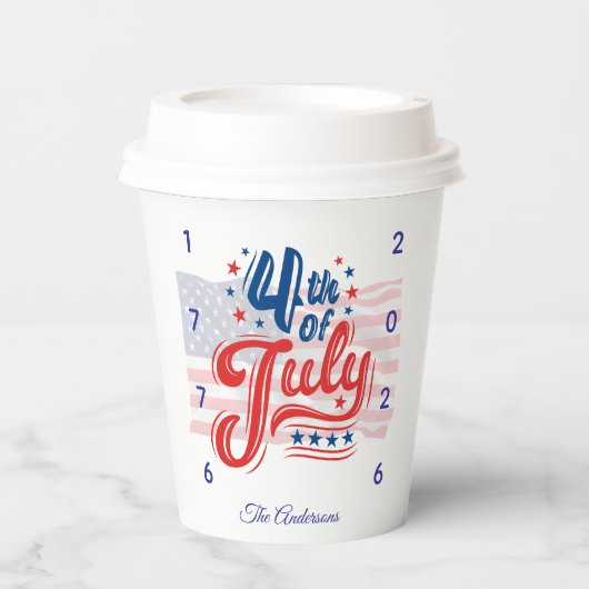 250ste verjaardag VS Vierde Juli Papieren Bekers (Voorkant)