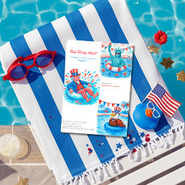 250ste Verjaardags Zwembadfeest Rood, wit blauw Kaart