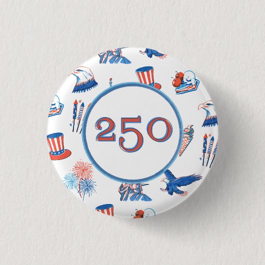 250ste Viering van Onafhankelijkheidsdag met Patri Ronde Button 3,2 Cm (Voorkant)