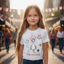 250ste viering van Patriotic Girl Gekke Goose T-shirt