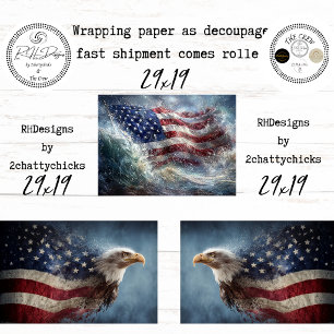 250th Americana Vlag Adelaar Viering Decoupage Inpakpapier Vel