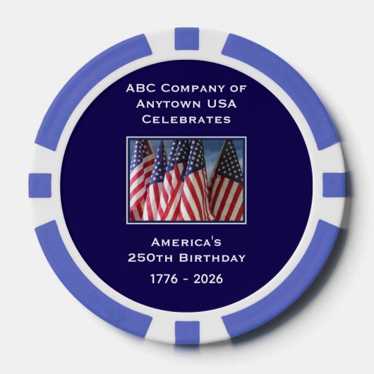 250th Anniversary 1776 to 2026 USA America Poker Chips (Voorkant)