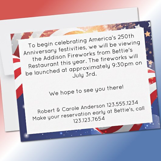 250th Anniversary America 4th of July Frame Note Notitiekaartje