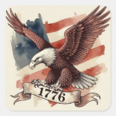 250th Anniversary American Eagle 1776 Flying Vierkante Sticker (Voorkant)