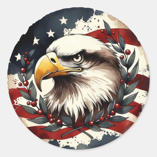 250th Anniversary American Eagle Patriotic Ronde Sticker (Voorkant)
