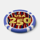 250th Anniversary Golden USA American Flag Poker Chips (Enkel)