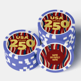 250th Anniversary Golden USA American Flag Poker Chips
