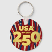 250th Anniversary Golden USA American Flag Sleutelhanger (Voorkant)