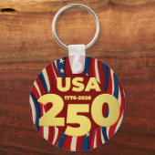 250th Anniversary Golden USA American Flag Sleutelhanger (Voorkant)