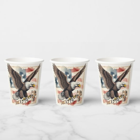 250th Anniversary Patriotic Bald Eagle 1776 Papieren Bekers (Multi)
