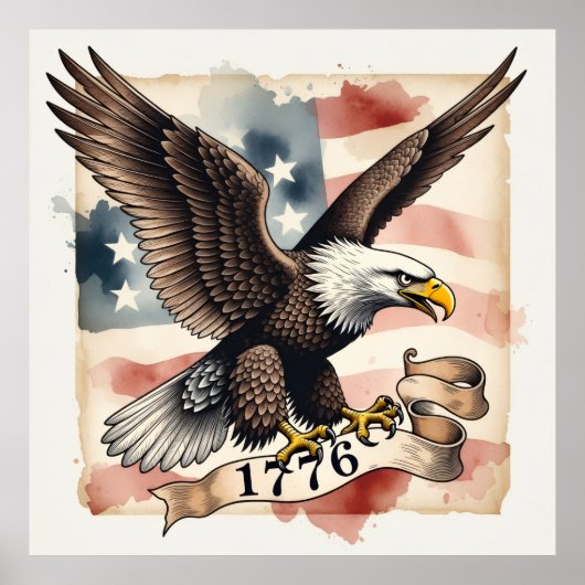 250th Anniversary Patriotic Bald Eagle 1776 Poster (Voorkant)
