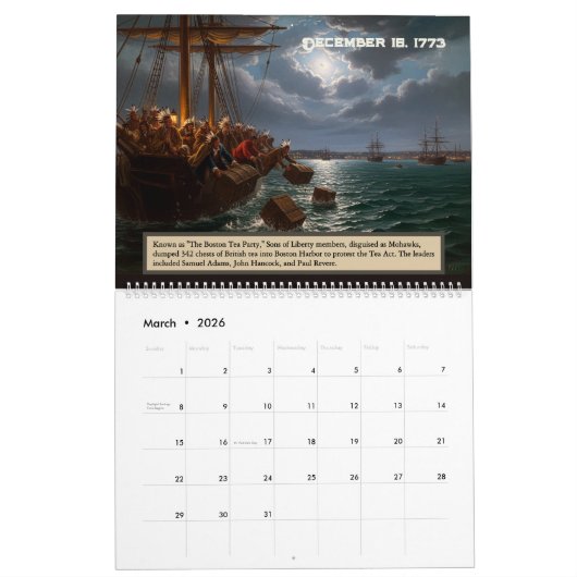 250th Anniversary -State of Massachusetts Calendar Kalender (Mar 2026)