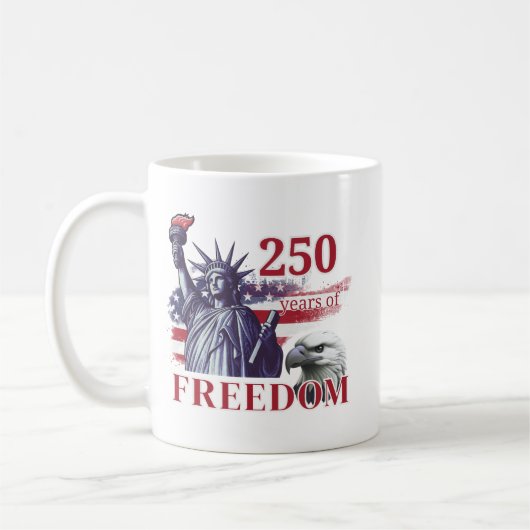 250th Anniversary USA Flag Liberty Eagle Freedom Koffiemok (Links)