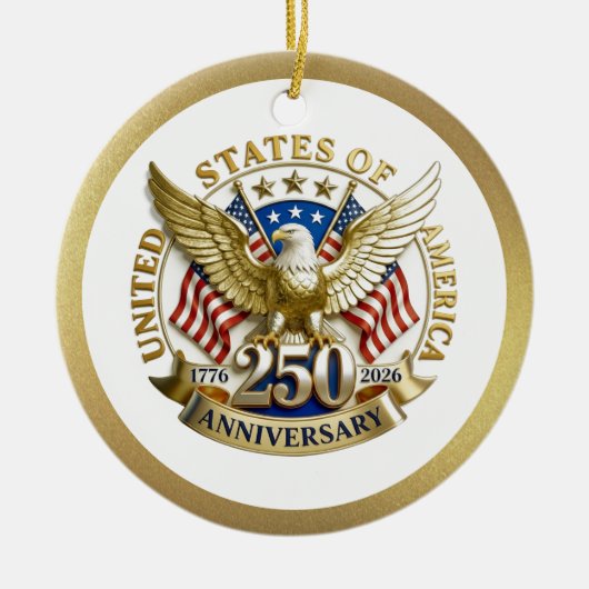 250th Anniversary USA Patriotic | 1776–2026 Keramisch Ornament (Voorkant)