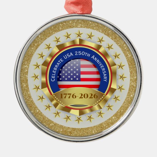 250th Anniversary USA Patriotic | 1776–2026 Metalen Ornament (Voorkant)
