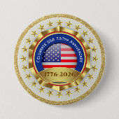 250th Anniversary USA Patriotic | 1776–2026 Ronde Button 7,6 Cm (Voorkant)