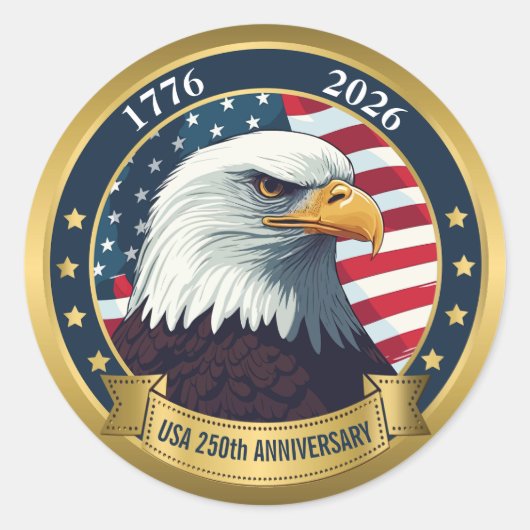 250th Anniversary USA Patriotic | 1776–2026 Ronde Sticker (Voorkant)