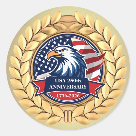 250th Anniversary USA Patriotic | 1776–2026 Ronde Sticker (Voorkant)